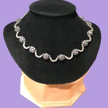 art deco sterling silver Amethyst marcasite necklace 17” 55.2 Grams - £217.90 GBP