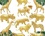 Metallic Gold Safari Animals Figurines Toys 12Pcs, Jungle Animal Figures... - £31.26 GBP