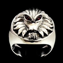 Sterling silver ring Alien Hunter Predator with 2 Red CZ Eyes high polished and  - £83.05 GBP