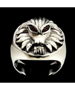 Sterling silver ring Alien Hunter Predator with 2 Red CZ Eyes high polis... - $142.62 CAD