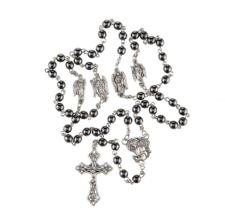 Hematite Bead Angel Rosary Archangels St. Michael, Gabriel, Raphael Catholic - £13.57 GBP