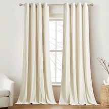 Ryb Home White Velvet Curtains 96 Inches, Room Darkening Opaque, Set Of 2 Panels - £47.95 GBP