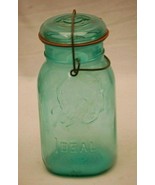 Ball Ideal Mason Blue 1 Quart Jar Glass Top Wire Bail Lid Eagle 76 Bi-Ce... - £31.13 GBP
