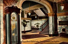 Chimes Clock Grand Arch Marble Lobby Hotel Alexandria Los Angeles Postcard bk63 - £9.48 GBP
