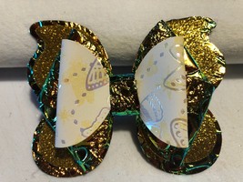 Butterfly Design 4 Layer Hair Bow. Yellow, Gold, And White. 3.5&quot; X 3&quot;. Homemade - $8.56