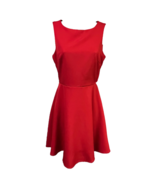 Lulus Womens Fit &amp; Flare Dress Red Stretch Mini Boat Neck Sleeveless Cut... - £22.70 GBP