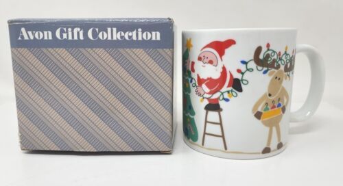Primary image for Vintage Avon Christmas Lights Mug Santa Tree Toys Reindeer  New in box U35