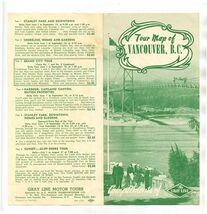 The Gray Line Brochure with Tour Map of Vancouver British Columbia 1953 - $11.88