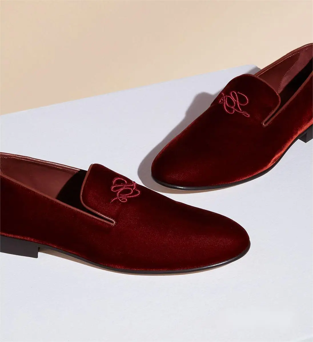 Black Red Velvet Shoes High Quality Slip on Flat    Designer Fashion PointedMen  - $218.41