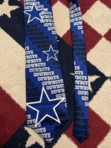 Vtg 1990s Dallas Cowboys Silk Neck Tie NFL Football Team Helmet Star Logo Blue - £9.97 GBP