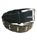 S/M Leather Belt Metal Studded Rivets Grommets Gothic Grunge Punk Rock  - £20.97 GBP