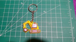 Yellow Excavator keychain engineering vehicle keychain vinyl plastic SEE... - $5.94