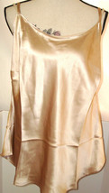 NWT New Ryllace 20 Silk Blouse Cami Beige Champagne Tank Camisole Top Plus Shiny - £138.48 GBP