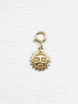 1 piece 14K Gold Sun Face Charm pendant with spring clasp #Bx B3 - £31.80 GBP