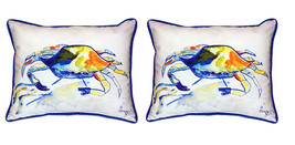 Pair of Betsy Drake Yellow Crab Large Indoor Outdoor Pillows 16x20 - £69.89 GBP
