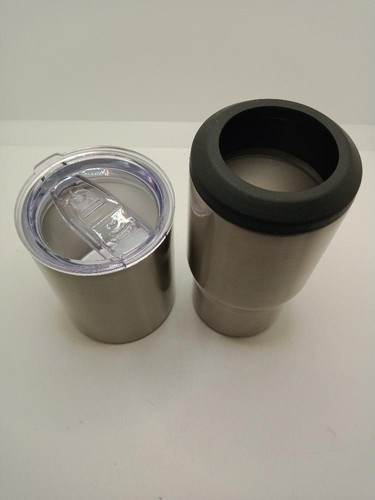 Set of Double Wall Insulated Stainless Steel Can Cooler &amp; 10oz Tumbler - £17.58 GBP