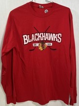 Chicago Blackhawks T Shirt Women&#39;s Medium NHL Long Sleeve Red Hockey - £10.17 GBP