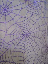 1 Yard 62&quot; Wide Black Purple Sparkle Spiderweb Sheer Fabric Halloween Material - £3.95 GBP