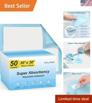 50 Count Super Absorbent Disposable Underpads - 30&quot;x36&quot; Leakproof Protec... - $793.98 MXN