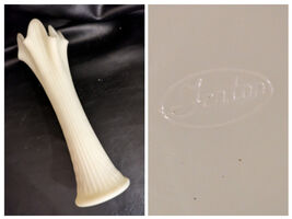 Fenton Satin Vert Crème Verre Swung Vase Diamant 15 IN Grand - $90.42