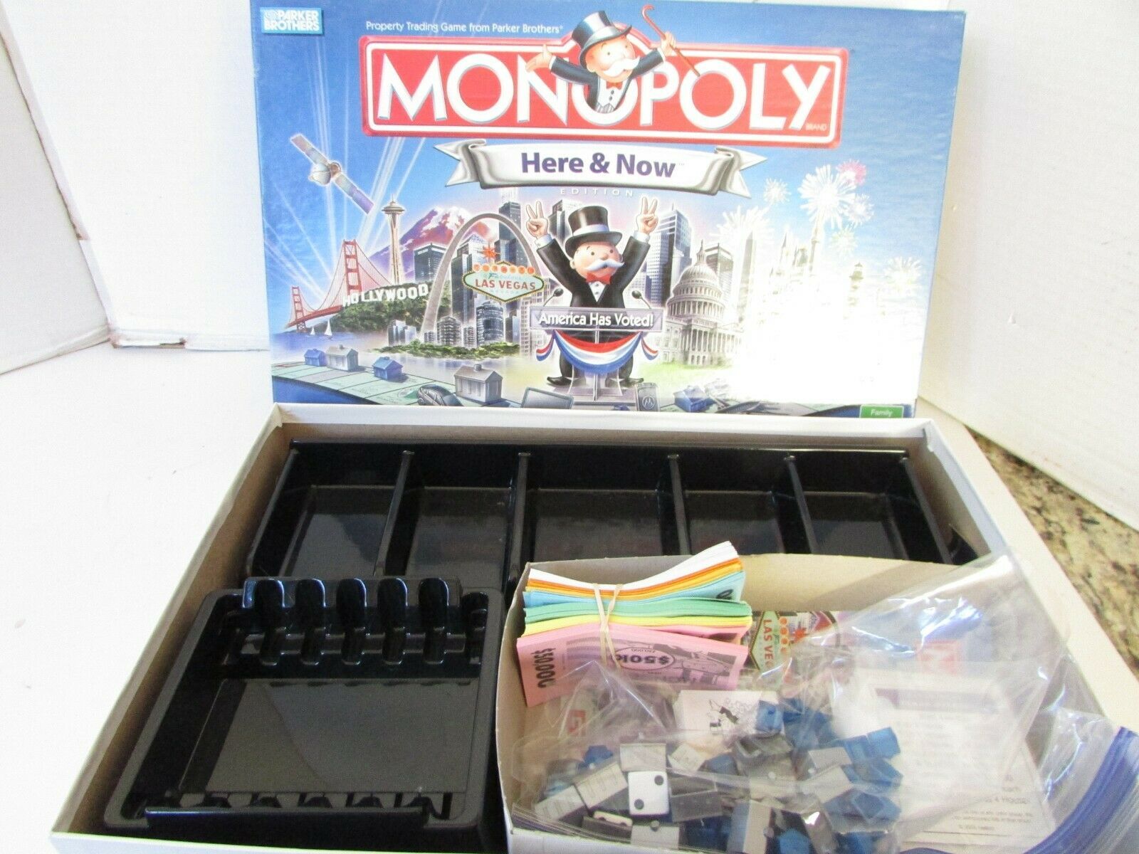 Primary image for 2006 PARKER BROTHERS MONOPOLY BOARD GAME HERE &  NOW EDITION COMPLETE G4