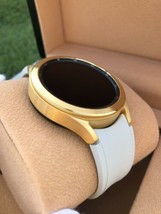 Custom 24k Gold 46mm Plated Samsung Galaxy Watch 4 Gold Bezel Gray Gold Band LTE - £749.82 GBP