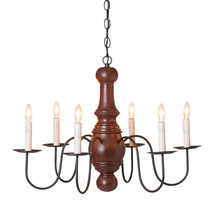 Irvins Country Tinware 6-Arm Maple Glenn Wood Chandelier in Rustic Red - £395.64 GBP