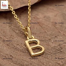 Fine Jewelry 18 Kt Solid Yellow Gold Alphabet Letter B Initial Necklace Pendant - £554.56 GBP