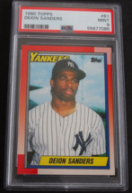 1990 Topps #61 Deion Sanders New York Yankees Baseball Card PSA 9 Mint - £27.89 GBP