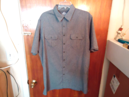 Mens Croft &amp; Barrow Size LT Gray / Black Short Sleeve Button Down Dress Shirt - £16.37 GBP