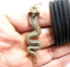 King Cobra Snake Thai Brass Pendant Amulet Life Protection Talisman Hip Necklace - £19.03 GBP