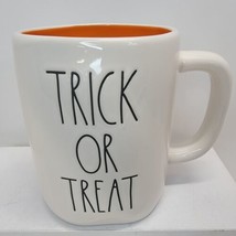 Rae Dunn Halloween “Trick Or Treat” Mug Orange Inside LL By Magenta Double Sided - £9.62 GBP