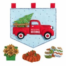 DIY Bucilla Seasonal Truck Welcome Sign Christmas Wall Felt Craft Kit 89290E - £34.33 GBP