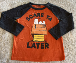 Jumping Beans Snoopy Boys Orange Gray Halloween Raglan Long Sleeve Shirt 5 - £5.87 GBP