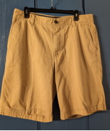 Izod Mens Shorts 36 Beige / Tan Bermuda Flat Front Chinos Casual Pockets - $14.49