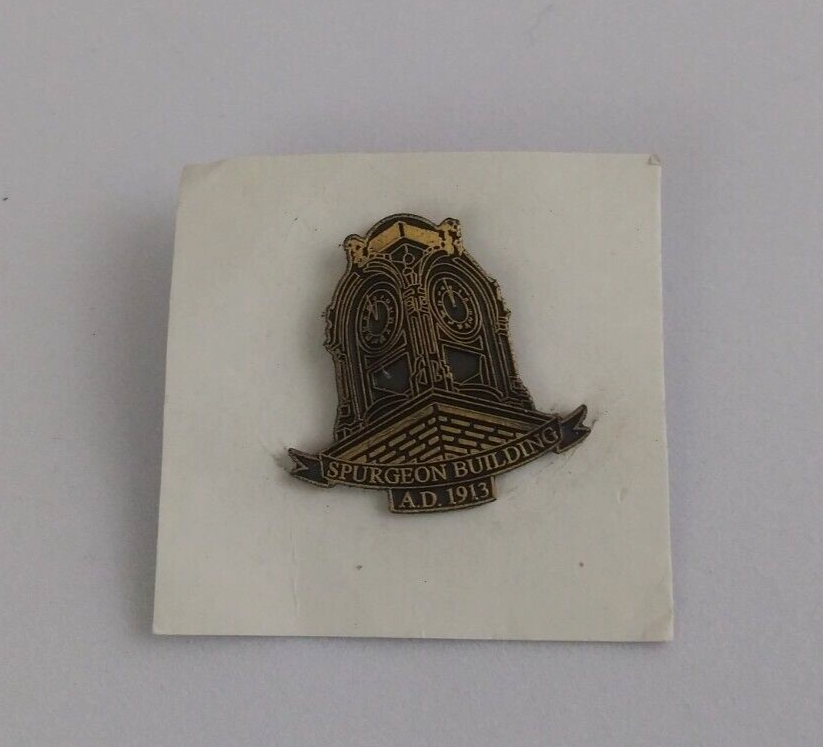 Primary image for Vintage Spurgeon Building A.D. 1913 Lapel Hat Pin On Cardboard