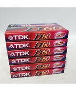 Lot of 6 TDK D60 High Output IEC I Type I 60 Minutes Audio Cassettes Sealed - £10.34 GBP