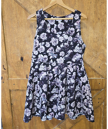 Xhilaration Sleeveless Dark Purple Quilted Print Floral Dress XL - $20.00