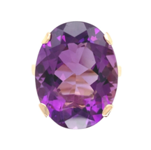 18k Yellow Gold 13.98 Carat Oval Genuine Natural Amethyst Ring Size 7 (#... - $1,424.61