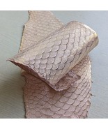 Fabric Effect TEXTURED Print Shiny Tilapia  Fish Skin Leather Champagne - $6.44