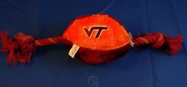 Virginia Tech University Hokies Plush Play Football Squeaky Rope Dog Toy Ball VT - £3.75 GBP