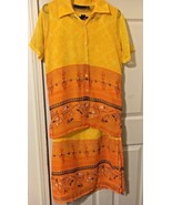 Prianka&#39;s Womens 3 Pc Blouse Tank Skirt Set Size S Yellow orange Long To... - £11.16 GBP