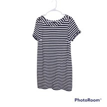TALBOTS Size Medium Blue White Striped Midi Dress Heavyweight Nautical - $21.46