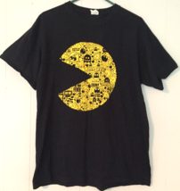 Pac-Man men L t-shirt 100% cotton black/yellow from 2010 on Jerzees tag - £7.90 GBP