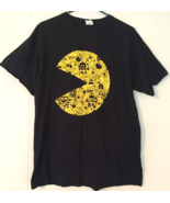 Pac-Man men L t-shirt 100% cotton black/yellow from 2010 on Jerzees tag - £7.75 GBP