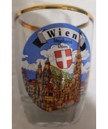 WIEN STEPHANSDOM CATHEDRAL GOLD RIM SHOT GLASS COLORFUL DESIGN - $11.64