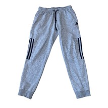 Adidas Men’s Heather Gray Three Stripe Drawstring Athletic Jogger Pants Size L - £22.22 GBP