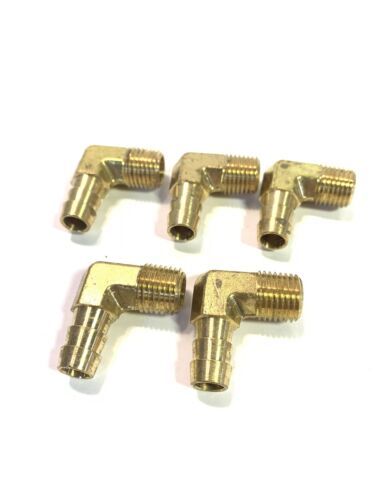 QTY-5! Brass 3/8 hose Barb elbow x 1/4 male NPT Pipe Fitting Thread Air ... - $31.00
