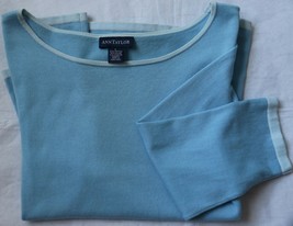 Ann Taylor Light Blue Cotton Sweater 3/4 Sleeve Top Large L - £27.05 GBP