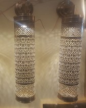 Set of 2 Engraved Wall Torch Light Moroccan Brass Antique Torch Wall Light - £774.43 GBP